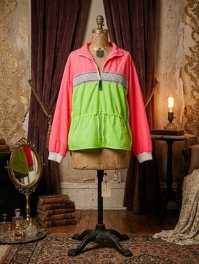 Vintage Ocean Pacific Neon Colorblock Windbreaker Jacket – 80s/90s Retro